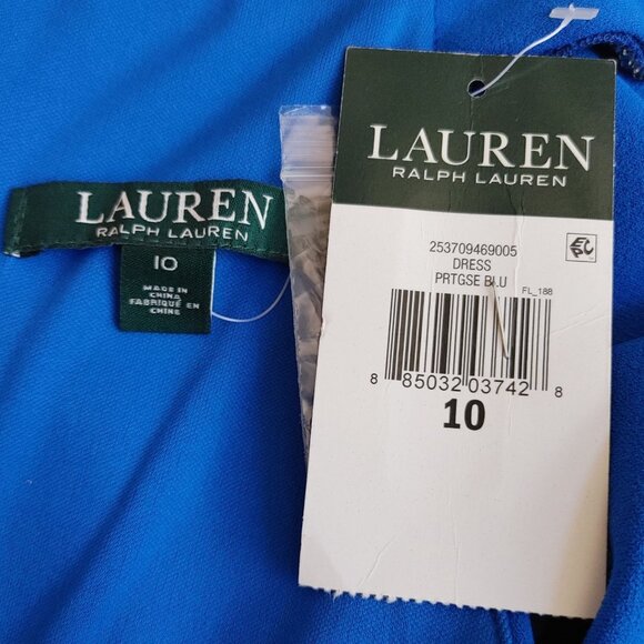 Lauren | Ralph Lauren Women's Sleeveless Ruffle Trim Crepe Dress 10 - Picture 6 of 7